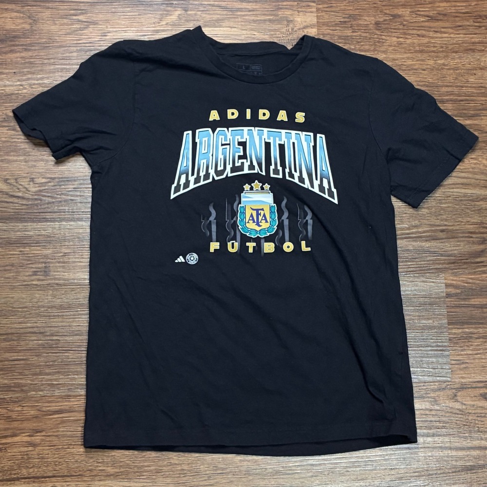 Adidas Argentina AFA Futbol Soccer Graphic T-Shirt Men's L Black
